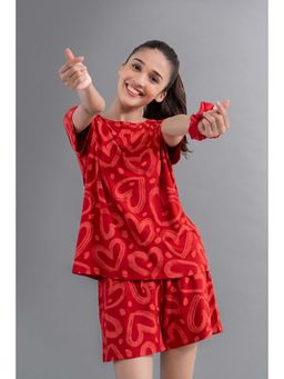 NeceSera - Women Red Modal Round Neck Top