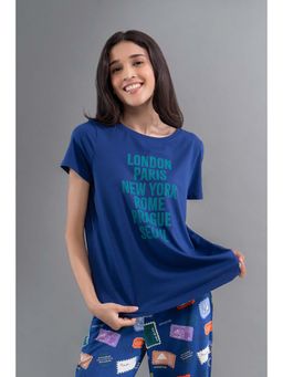 NeceSera - Women Blue Modal Round Neck Top