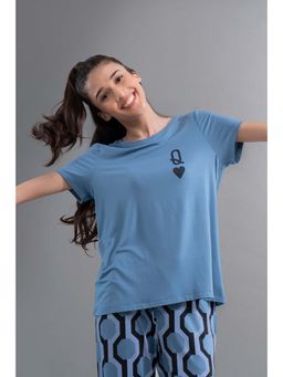NeceSera - Women Blue Modal Round Neck Top