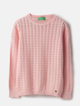 United Colors of Benetton - Pink Regular Fit Round Neck Textured Sweater