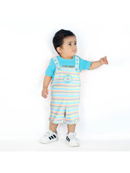 MASHUP - Boys Blue Stripe Up Adventures T-Shirt with Dungaree