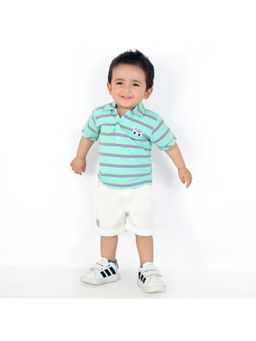 MASHUP - Boys Green Tiny Stripes Big Style Polo T-Shirt with Shorts