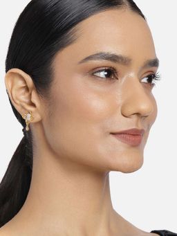 Estele - Gold Plated CZ Floral Drop Designer Earrings for Women