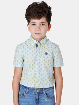 One Friday - Mint Fish Printed Shirt