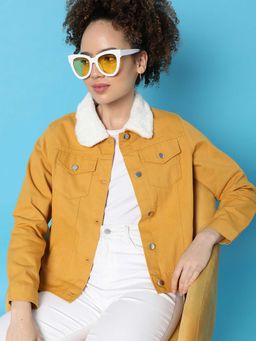 Campus Sutra - Womens Mustard Denim Cotton Jacket