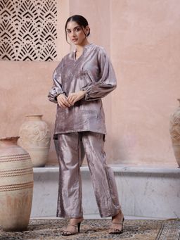 Gahan - Velvet Embellished & Sequinned Mauve Co-Ord (Set of 2)