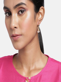 Accessher - Gold Plated Stainless Steel Hoop Earrings For Women And Girls - Pink