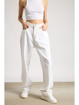 FREAKINS - White Straight Legged Jeans