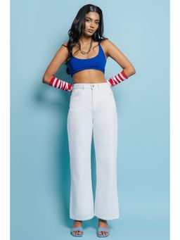 FREAKINS - White Straight Leg Jeans