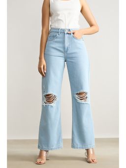 FREAKINS - High Waisted Distressed Light Blue Jeans