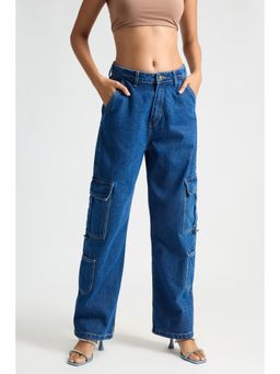 FREAKINS - Indigo Blue Utility Pocket Cargo Denim Jeans