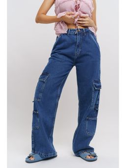 FREAKINS - Dense Blue Side Pocket Cargo Jeans
