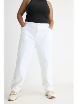 FREAKINS - White Elasticated Mom Jeans