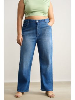 FREAKINS - Curve Good Blue Straight Jeans