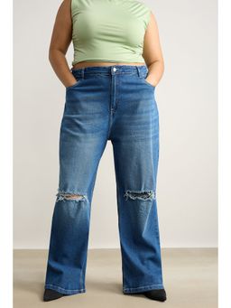 FREAKINS - Curve Distressed Wide Leg Jeans