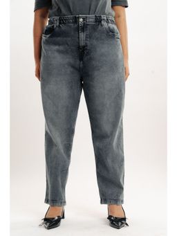 FREAKINS - Curve Dark Charcoal Stretch Mom Jeans