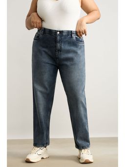 FREAKINS - Curve Mid Charcoal Stretch Mom Jeans