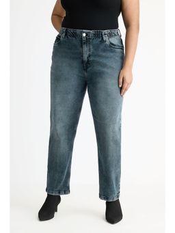 FREAKINS - Curve Mid Charcoal Stretch Mom Jeans