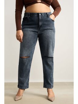 FREAKINS - Curve Falcon Distress Stretch Mom Jeans