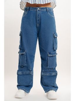 FREAKINS - Curve Too Indigo Denim Utility Cargo