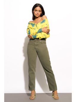 FREAKINS - Washed Olive Mom Jeans