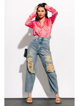 FREAKINS - Amber Distressed Slouchy Jeans