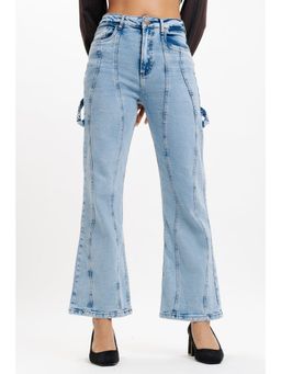 FREAKINS - Wavy Seamed Light Washed Bootcut Jeans