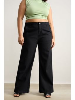 FREAKINS - Curve Black Wide Leg Jeans