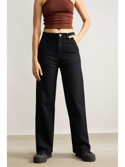 FREAKINS - Jet Black Straight Leg Jeans