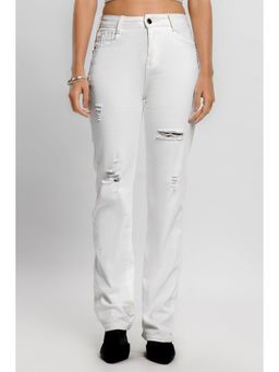 FREAKINS - White Slim Fit Distressed Jeans