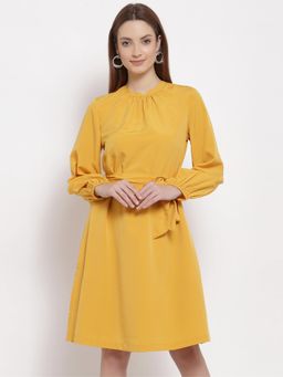 Ayrolane - Mustard High Neck Belt Dress