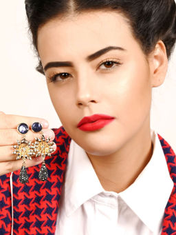 Odette - Multi-Color Solid Plain Mixed Metal Earrings