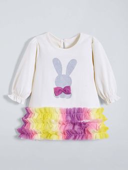 Hopscotch - Ruffled Bow Applique Dress
