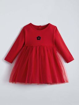 Hopscotch - Floral Embroidery Tulle Cotton Dress