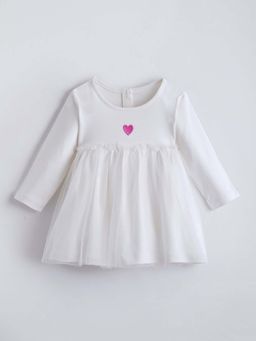 Hopscotch - Heart Embroidery Tulle Cotton Dress