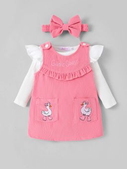 Hopscotch - Duck Embroidered Dress with T-shirt and Headband