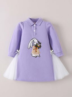 Hopscotch - Purple Bunny Embroidery Mesh Dress
