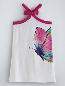 Hopscotch - White Butterfly Bow Applique Dress