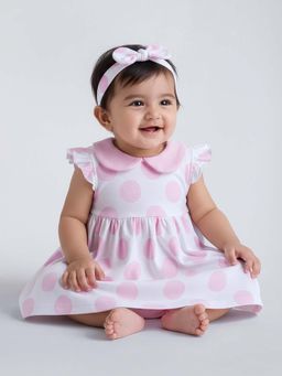 Hopscotch - Peter Pan Collar Dress Set with Bloomer and Headband