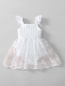 Hopscotch - Ruffled Lace Angel Sleeves Dress