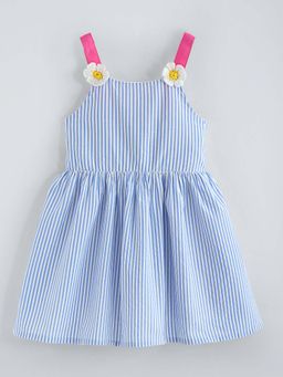 Hopscotch - Striped Floral Applique Casual Dress