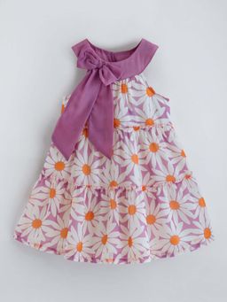 Hopscotch - Floral Halter Neck Bow Applique Dress