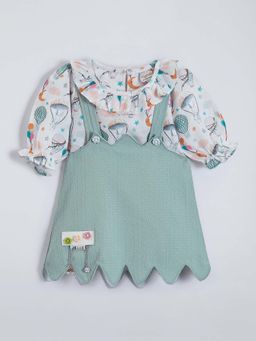 Hopscotch - Ruffled Scalloped Dress with T-shirt