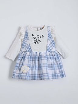 Hopscotch - Blue Bunny Ruffled Applique Dress