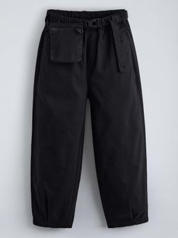 Hopscotch - Black Cotton Relaxed Trouser