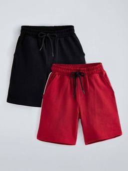 Hopscotch - Multicolor Cotton Solid Mid Waist Shorts