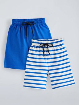 Hopscotch - Multicolor Cotton Stripes Mid Waist Shorts