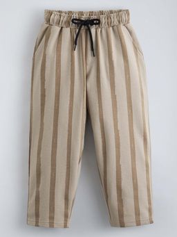 Hopscotch - Beige Cotton Striped Trouser