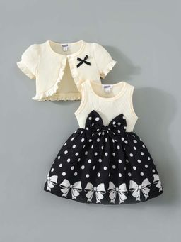 Hopscotch - Ruffled Bow Applique Dress With Top