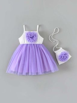 Hopscotch - Ruffle Applique Dress With Sling Bag